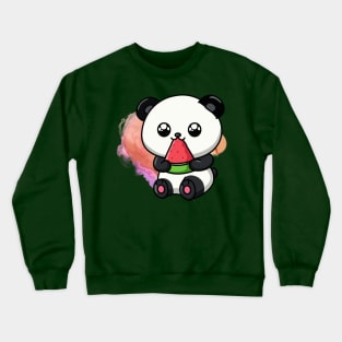 Cute Panda Eat Watermelon - Adorable Panda - Kawaii Panda Crewneck Sweatshirt